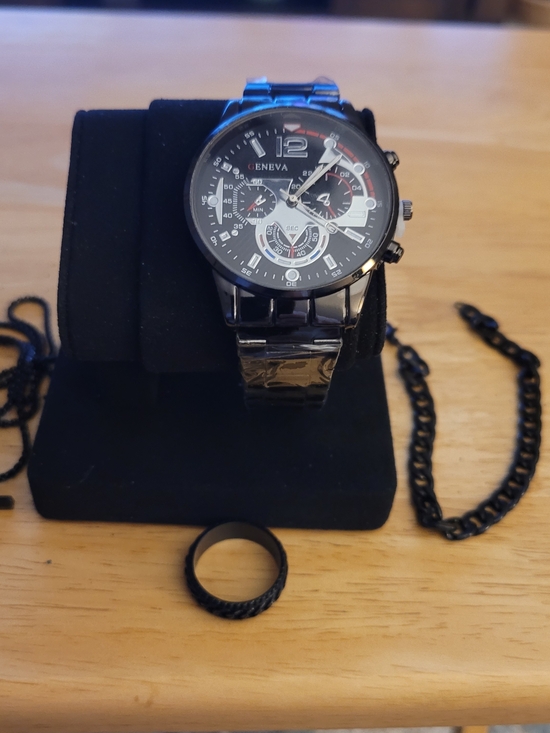Geneva Other - Geneva Men's Black Stainless Watch with Chronograph Style